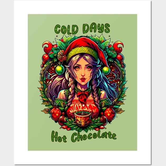 "Cold days, hot chocolate" Noel Wall Art by MusicianCatsClub